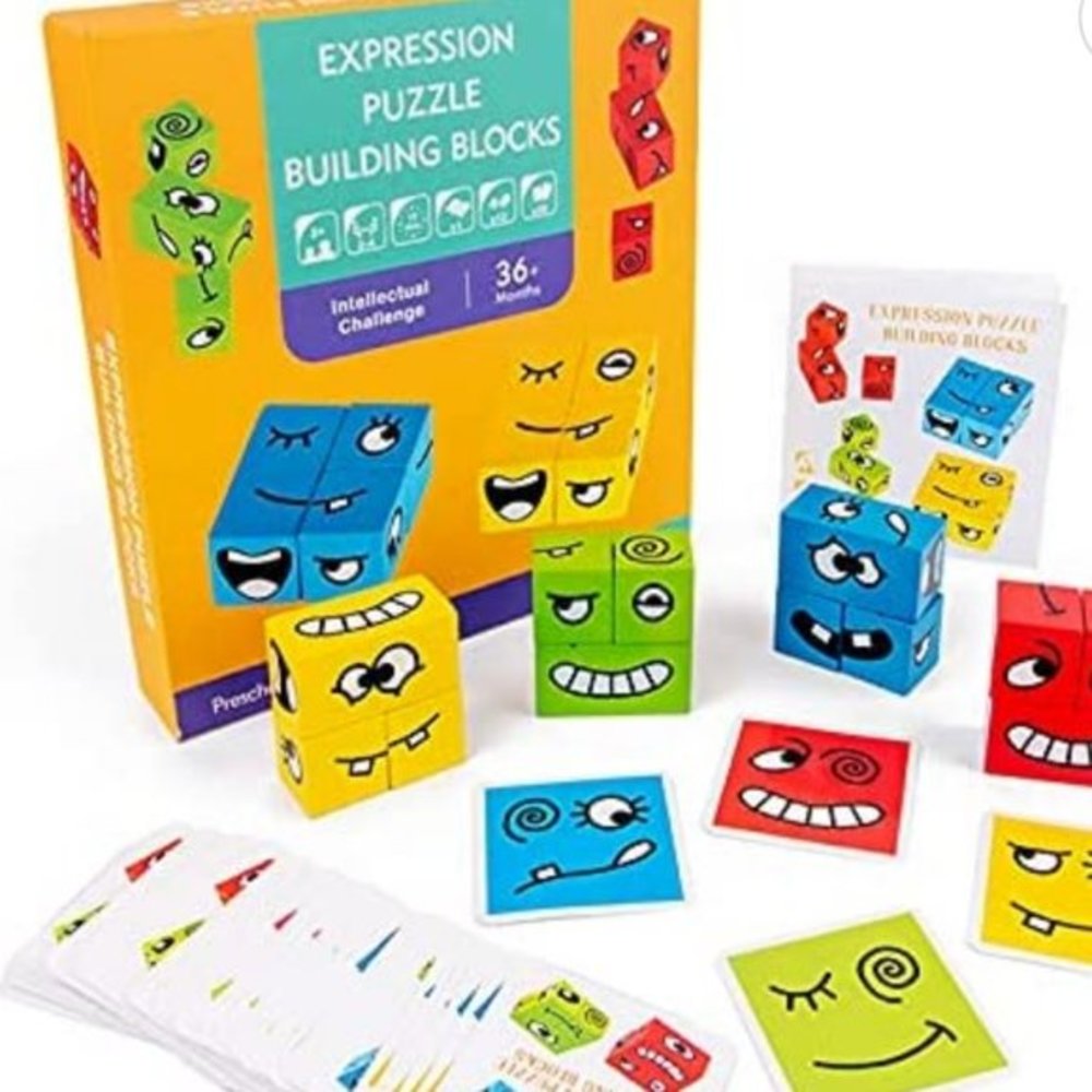 Brand New! Expression Puzzle Building Blocks Intellectual Challenge 36+ Months